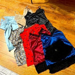 7 nwot nightgown lingerie sheer shorts lace size xl l soft satin nightie holiday